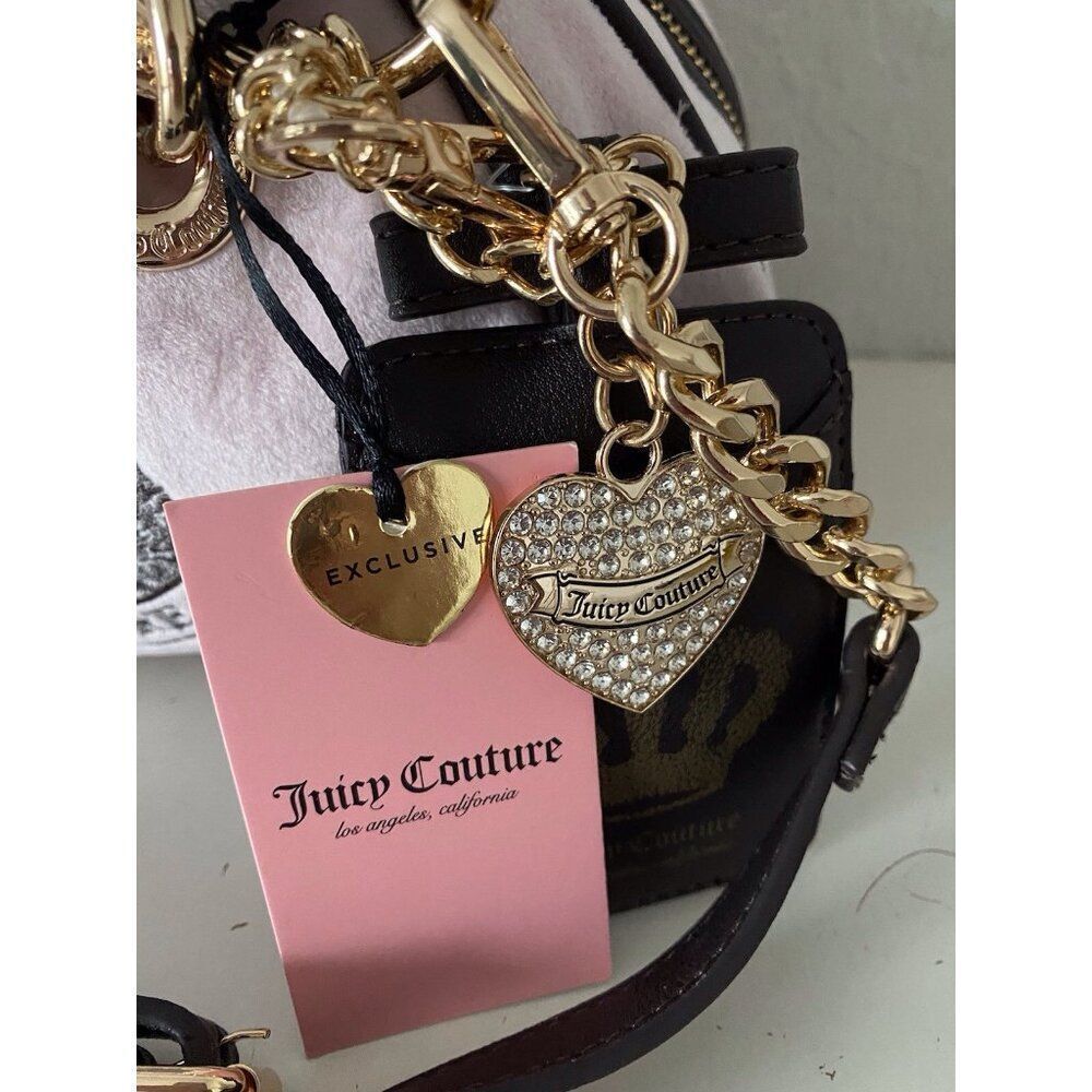Juicy Couture Classic Scottie Dogs Satchel Crossbody Chiffon Pink With Card Case - Picture 5 of 16